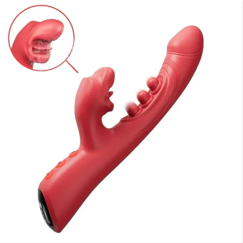 4 az 1-ben nyelvnyalogató csiklóvibrátor 9 csapkodó és 8 harapós vibrációs móddal G Spot stimulátor műpénisz szexjátékok nőknek 18 — image 1