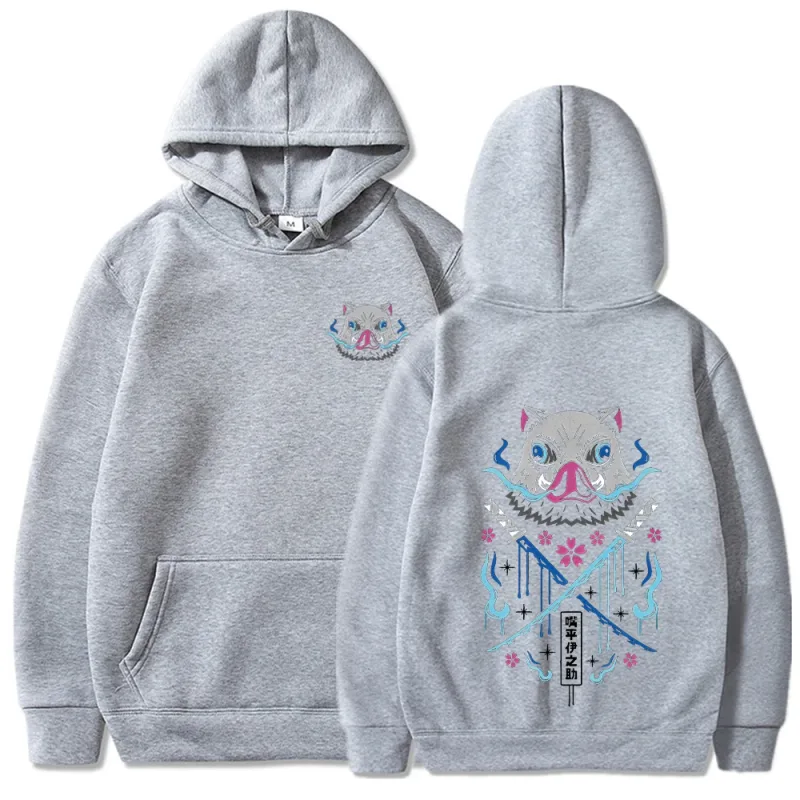 Inosuke anime hoodies das mulheres dos homens kimetsu não yaiba kawaii manga sweatshirts gótico harajuku com capuz pulôver casual streetwear