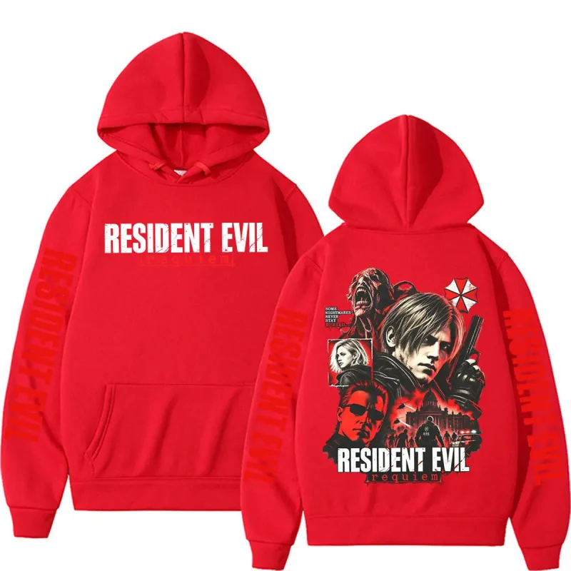 Leon Kennedy Resident Evil Requiem Merch Sweatshirt Mga Lalaki Babae Kaswal na Mataas na Kalidad ng Fleece Hoodie Harajuku Classic Gothic Hoodies — image 11