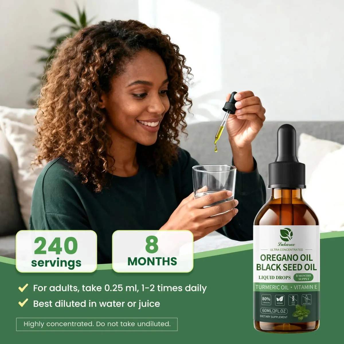 Lukaree 60ML Orgainc Oregano Oil Drop Support Respiratory Immune System Health Support Digestion and Intestinal Balance — image 6