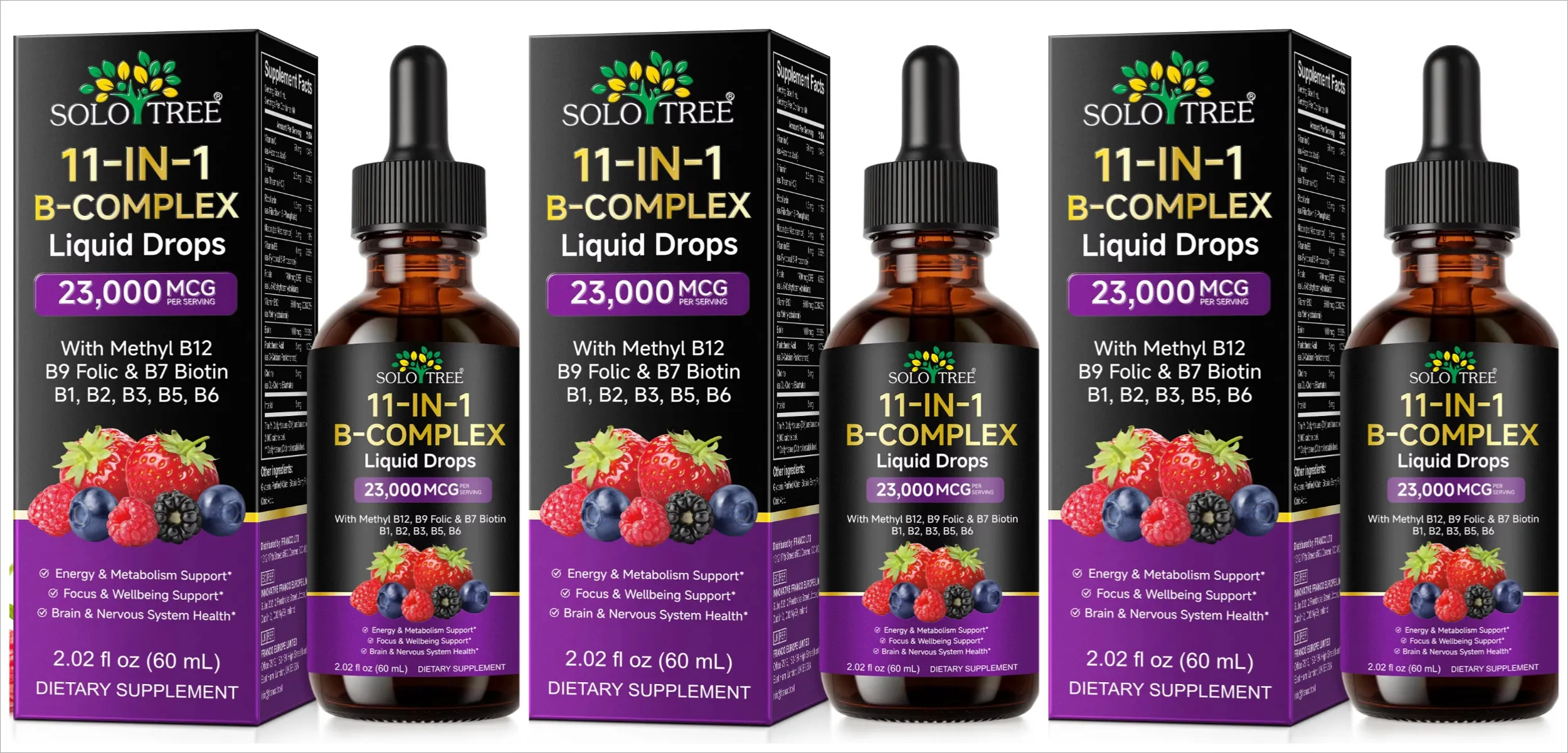 11 in 1 Vitamin B Complex Drops 23000mcg Vitamin B Oral Liquid Supplement for Energy Daily Wellness Support 30 ML