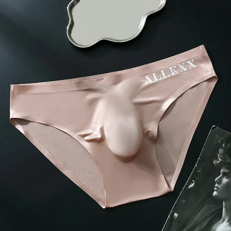 Men's Seamless Ice Silk Briefs Sissy Convex Pouch Panties Ultra-thin See Through Lingerie Underpant Elastic Low Rise Underwear — image 9
