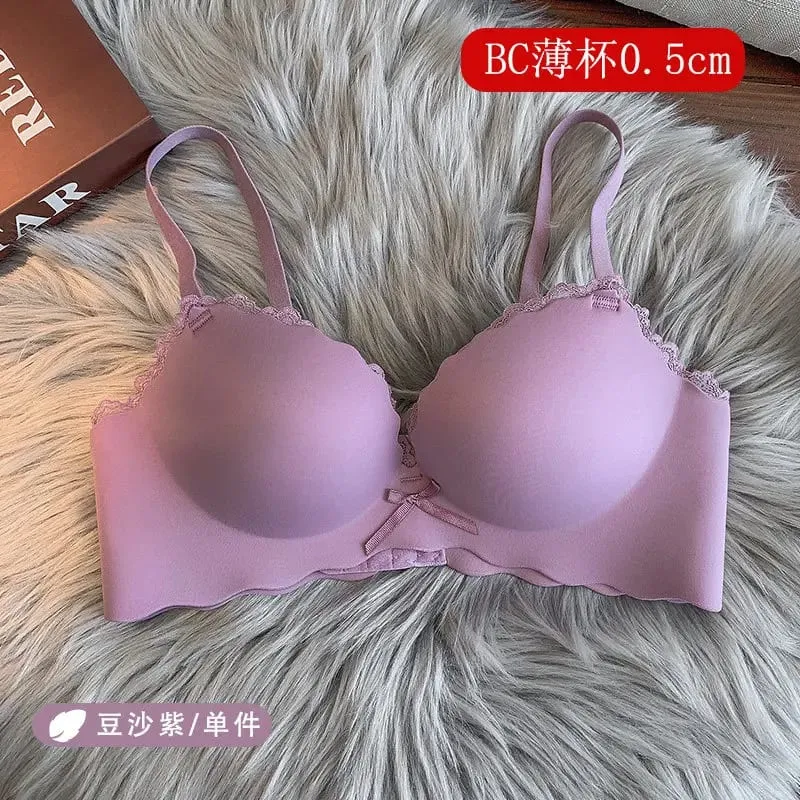 セクシーNői vezeték nélküli varrat nélküli melltartó szett egyrészes Push-Up melltartó, kis melltartó, oldalt támasztó megereszkedésgátló puha női intim fehérnemű — image 12