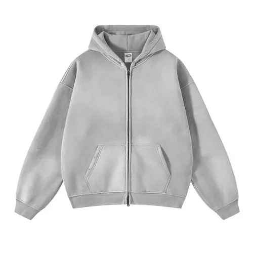 Panlalaking Zip Up Hoodies Tie Dye Washed Double Oversize Cardigan Sweatshirt Maluwag Plush Gradient Man Hooded Pullover Winter — image 2
