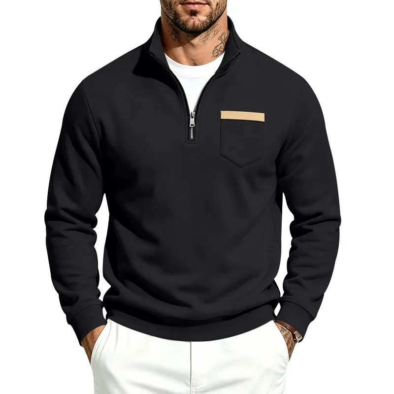 Homens 2026 outono inverno item quente velo forrado gola solta vintage moletom casual commuter moda masculina outerwear diário — image 24