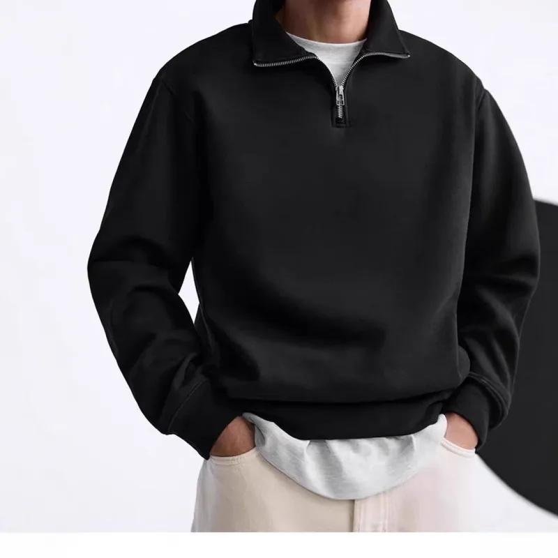 Frühling Herbst neue Casual Halb Zipper stehkragen sweatshirt Trend Einfache schlanke männer Pullover langarm tops männer sweatshirt — image 4