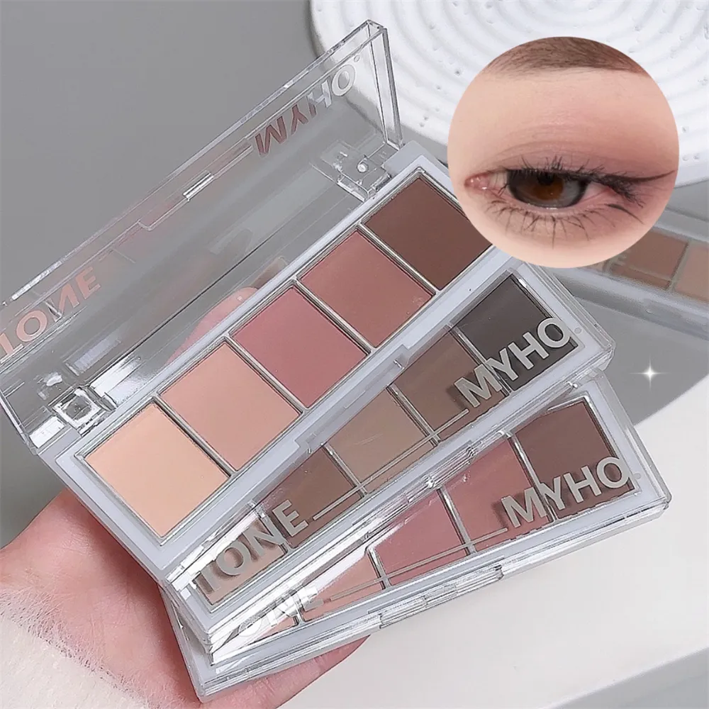 5-color Eyeshadow Palette Matte Natural Brown Portable Bronzers Cosmetic Contouring Shadow Earth Color Eye Shadow Makeup Palette — image 5