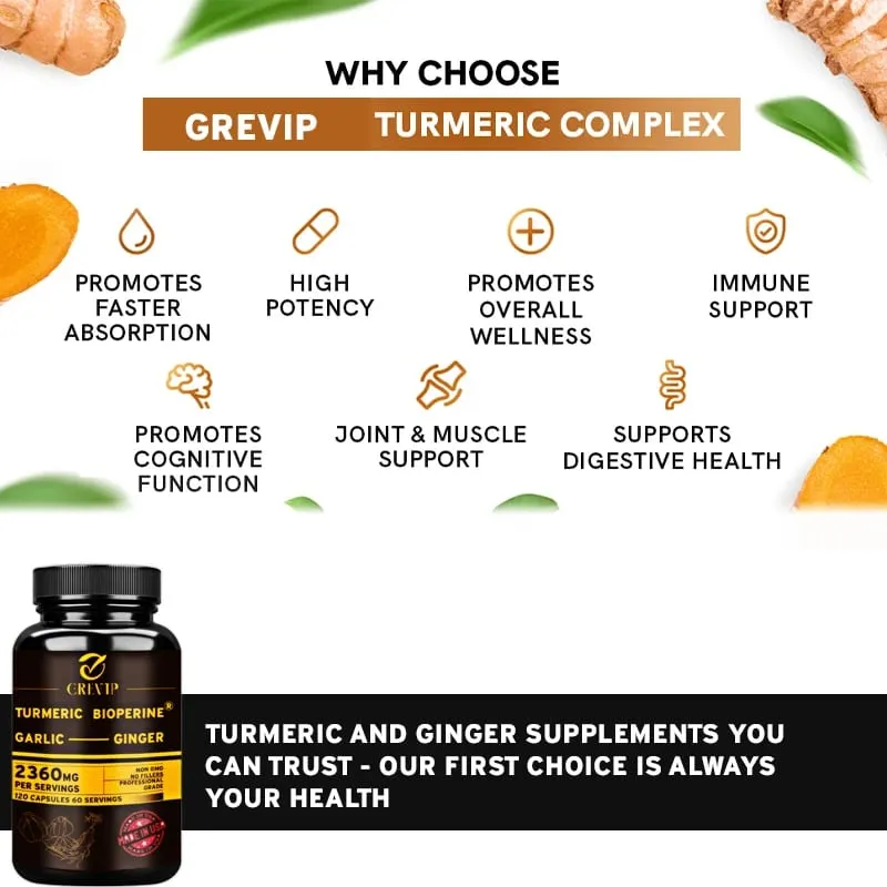 4-in-1 Turmeric Ginger Supplement - with Garlic Curcumin Black Pepper - Joints Immune Support Improves Digestion — image 4