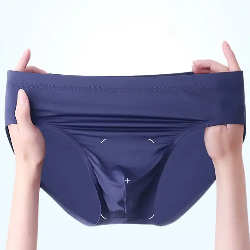 2pcs Big Pouch Nylon Men Underwear Briefs Ice Silk Male Seamless Underpants Low-Waist Manipis na Panty Plus Size — image 5