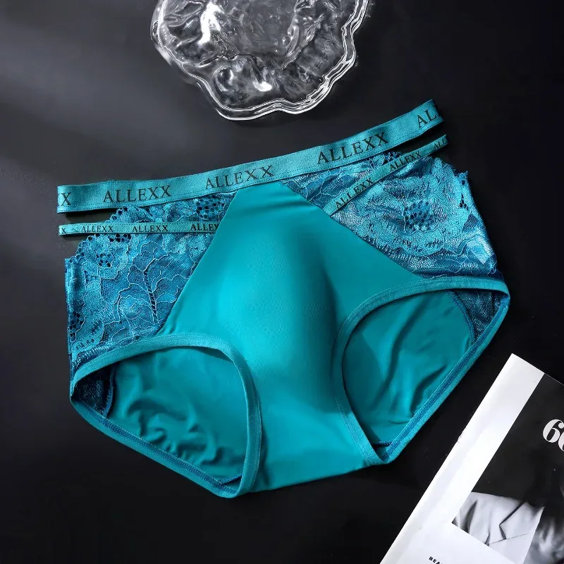 Mga Pambabaeng Panty para sa Mga Lalaki Sexy Lace Hollow Waist Briefs Breathable U Convex Pouch Underpant Soft Lace Ice Silk Splicing Underwear — image 8