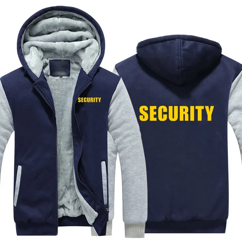 Security Hoodies Men Cool Winter Thicken Wool Liner Security Professional Work Clothes Sweatshirts Pullover Jacket