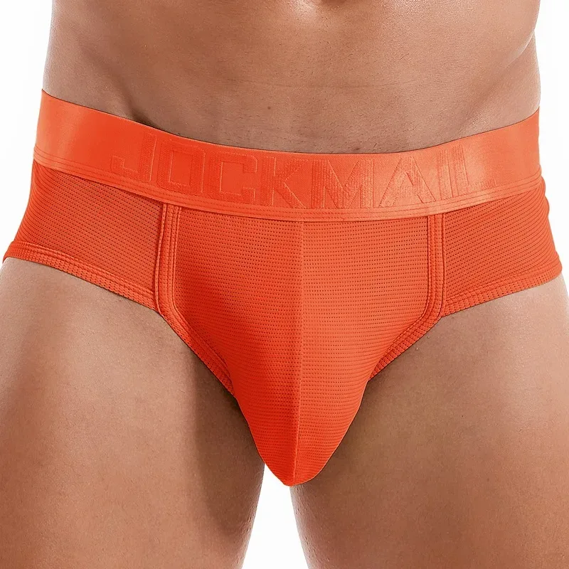 Jockmail Mens Underwear Briefs Mesh Breathable Sports Fitness Shorts Solid Color Sexy Low-rise Lingeries for Extreme Panties — image 28