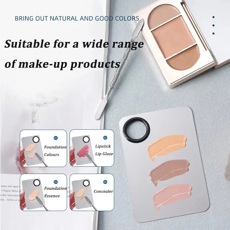 Palette de mélange de maquillage KissDate, spatule de maquillage avec spatule de fond de teint, plateau de mélange de maquillage en acier inoxydable, Palette d'art des ongles — image 6