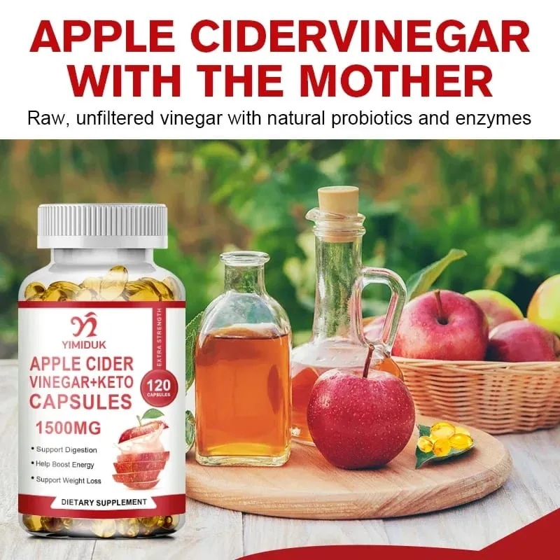 Apple Cider Vinegar Supplements with Mother - 1500 mg - ACV Capsules for Digestion Keto Cleansing and Balanced Nutrition