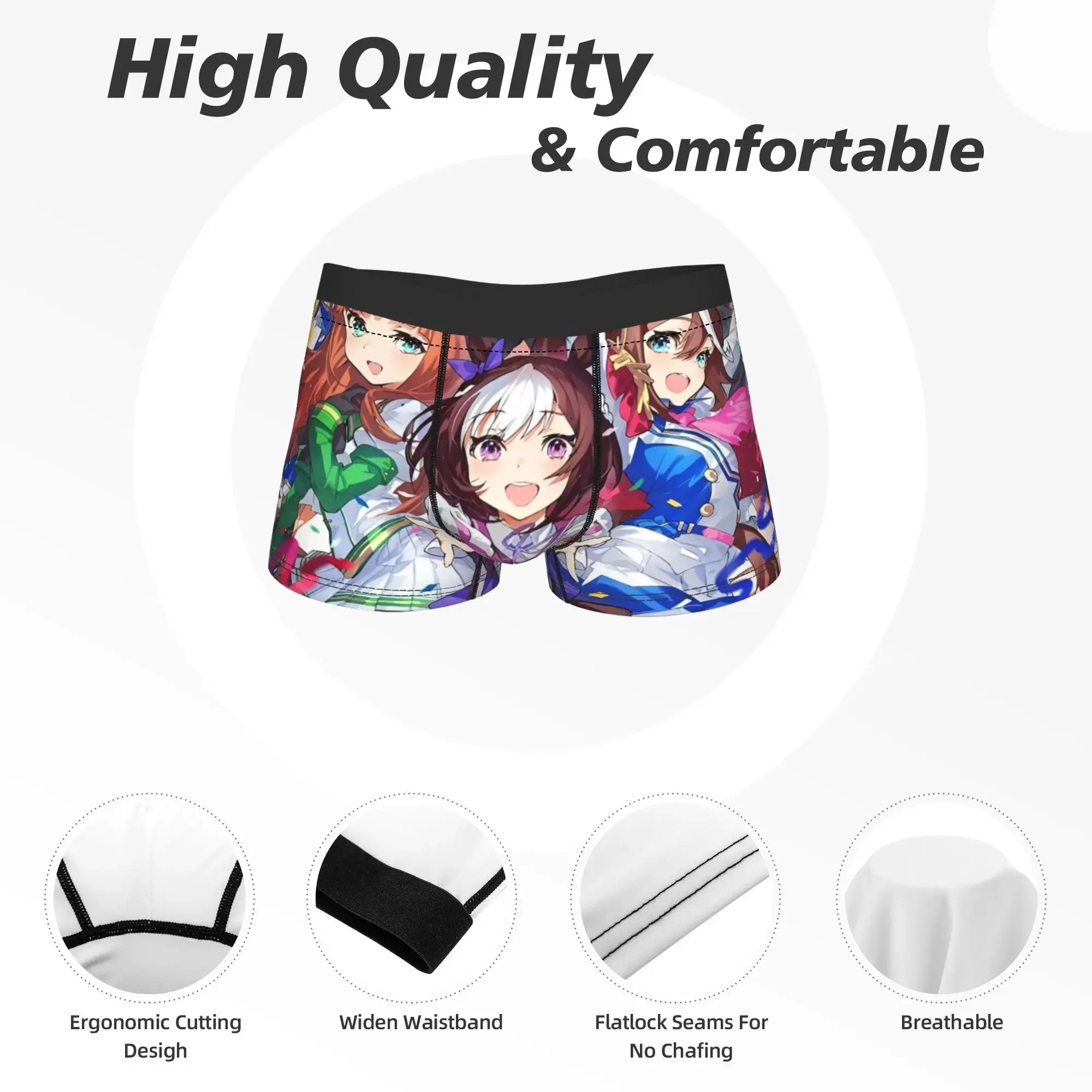 Lalaki Uma musume Pretty Derby Anime Kasuotang Panloob Katatawanan Boxer Briefs Shorts Panty Lalaki Breathable Underpants Plus Size — image 2