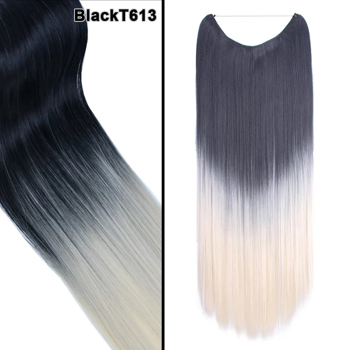 Jeedou Wavy Hair Extension Elasticity Invisible Wire Fish Line One Piece No Clips Synthetic Hairpieces Ombre Color For Ladies — image 30
