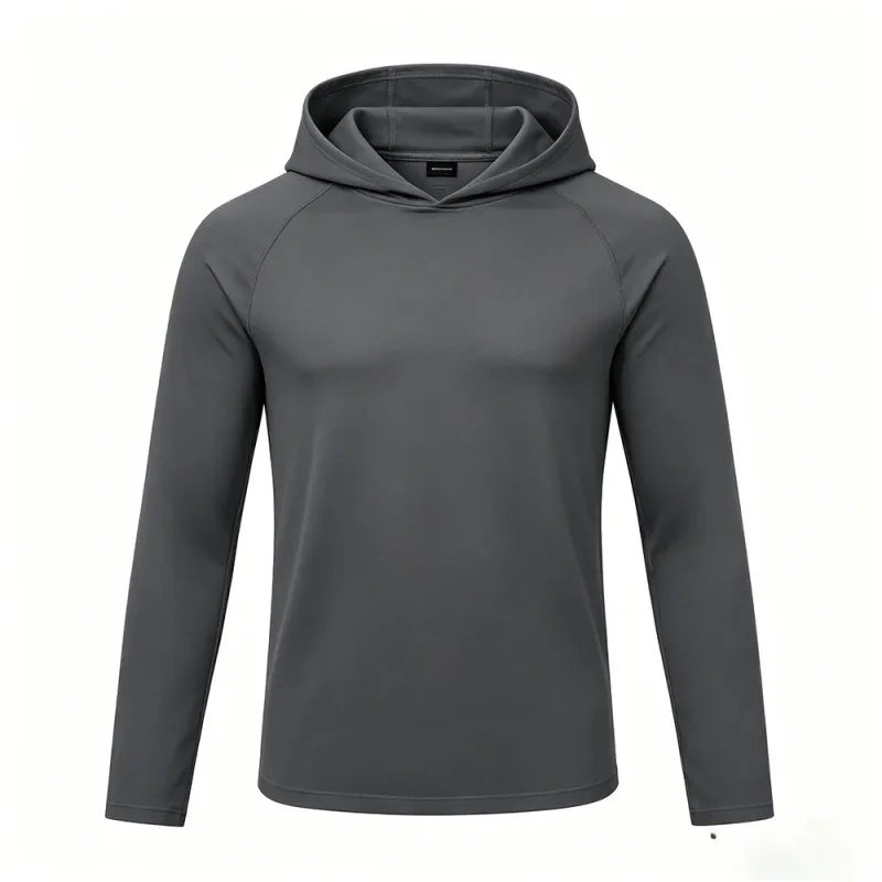 Hoodies de manga longa dos homens camisas de proteção solar sólido secagem rápida camiseta dos homens musculação fitness muscular sportwear roupas de ginásio