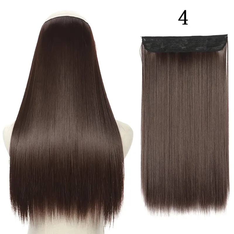 Συνθετικά Long Straight No Clip Invisible Line Hair Extensions 40 55 80cm Φυσικό Καστανό Ξανθό Fake Hairpiece για Γυναικεία — image 9