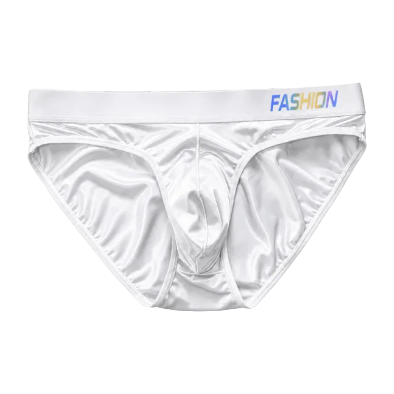 Underwear Men's Triangle Panties Low Waist Ultra Smooth Satin Silky Briefs Lingerie Gradient Letter Glossy Underpants Daily Wear — image 15