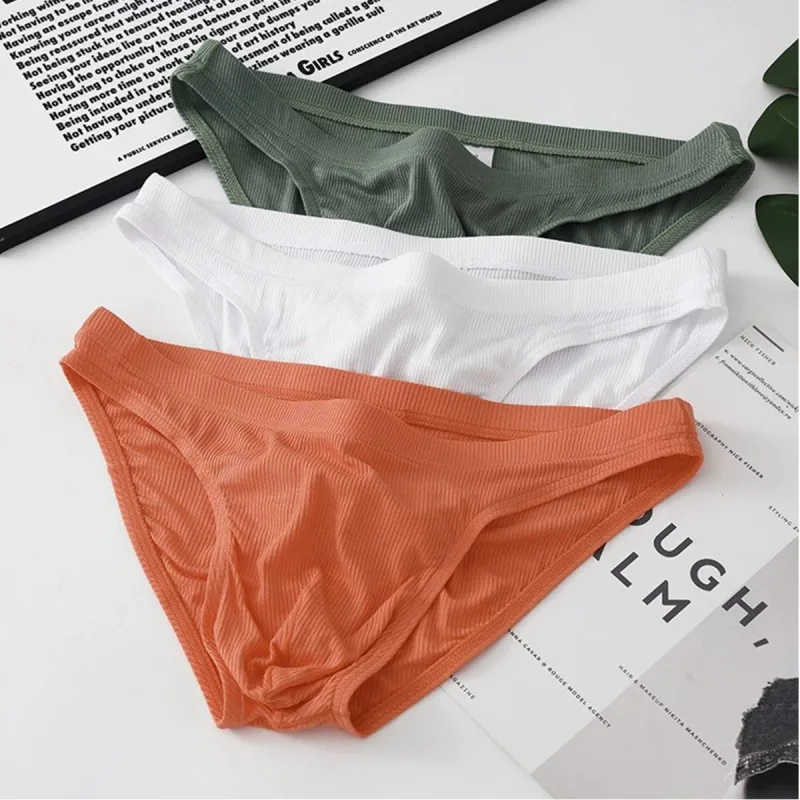 Homens rib tecido briefs cuecas homem sexy roupa interior respirável cintura baixa cuecas de biquíni cuecas grande bolsa hombre deslizamentos — image 3
