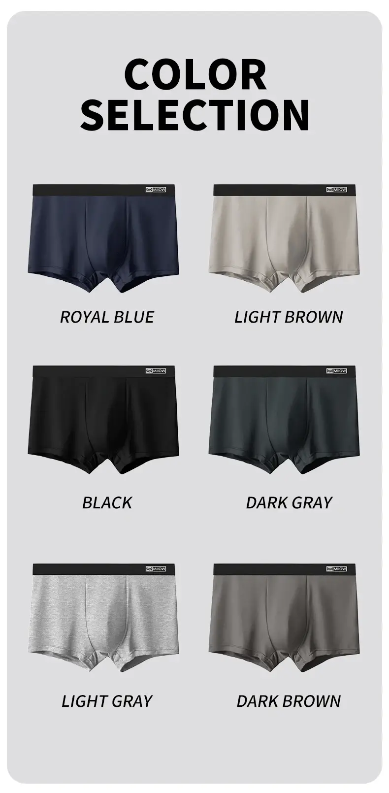 MiiOW 3Pcs Cotton na Panlalaking Panloob na Antibacterial Crotch Panti ng Panlalaking Makahinga Mga Panloob na Panlalaki Solid Kumportableng Panlalaking Boxer Brief — image 12