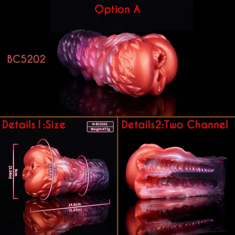 Kétcsatornás Monster Pussy maszturbátor puha szilikon férfi maszturbációs csésze valósághű vagina pénisz tréning szexjátékok férfiaknak — image 8