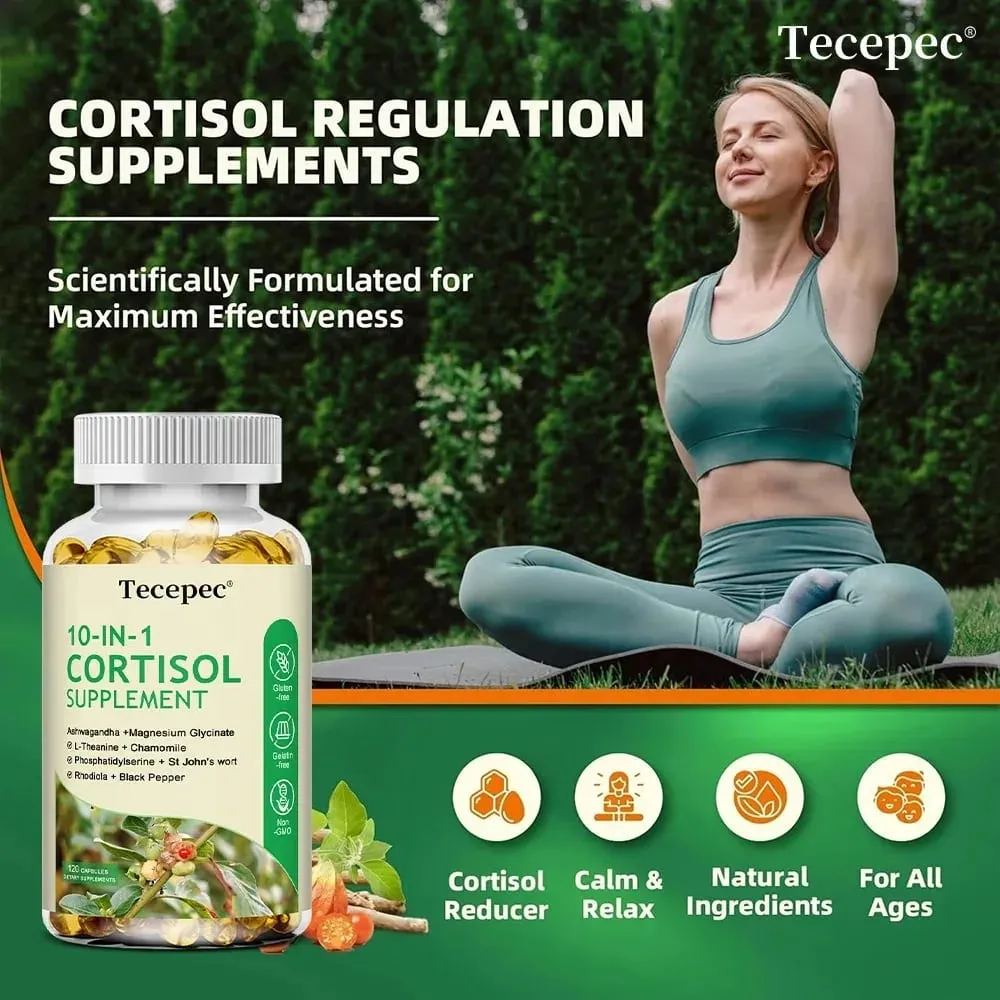 Cortisol Health – Stress Relief Balanced Cortisol Response Relaxation & Deep Sleep – Ashwagandha,L-Theanine – Non-GMO — image 4