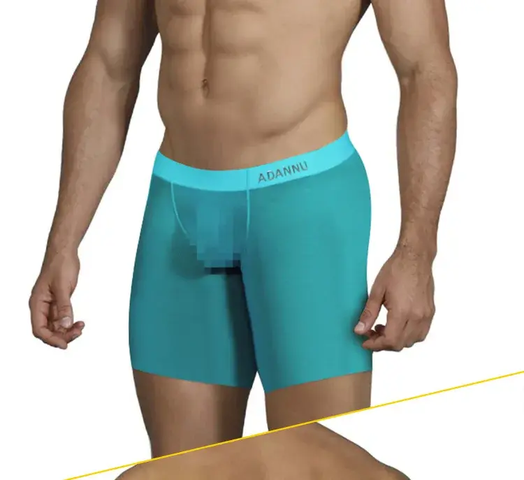 0,01 mm Ultratunna Herrunderkläder Långa boxershorts Cooling Ice Silk Transparent Gym Fitness kalsonger Seamless Mesh Slips — image 2
