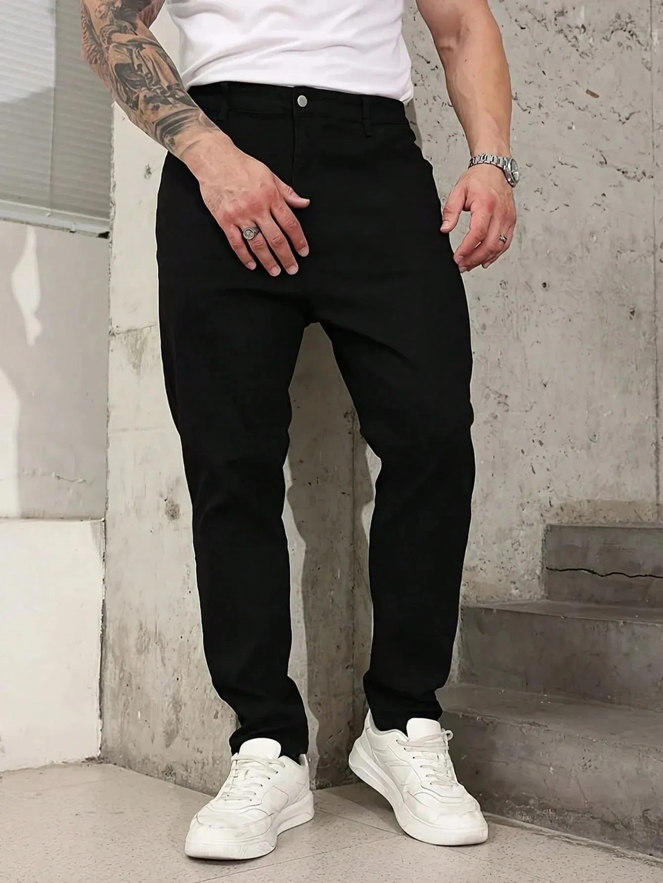 Μαύρο Slim Jeans Pant Man Original Drip Y2k Unisex Everyday Denim Παντελόνι Δεν περιλαμβάνονται αξεσουάρ ή ζώνες — image 2