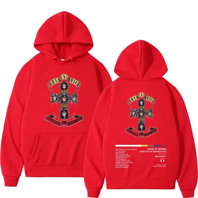 2026 Men's and Women's Guns N Roses Printed Hooded Sweatshirts Guns N Roses Unisex Clothing Printed Rock Hip-hop Gothic Fashion — image 19