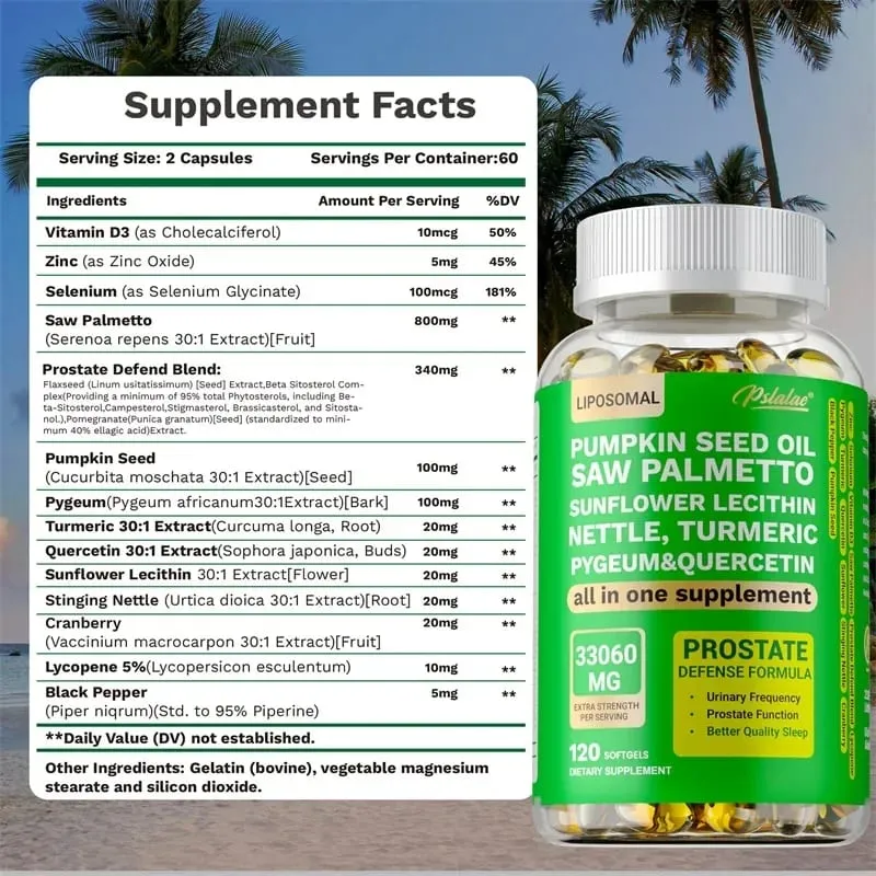 Prostate Support for Adult Men - Reduces Nighttime Toileting Relieves Bladder and Urinary Tract Problems Contains Saw Palmetto — image 2