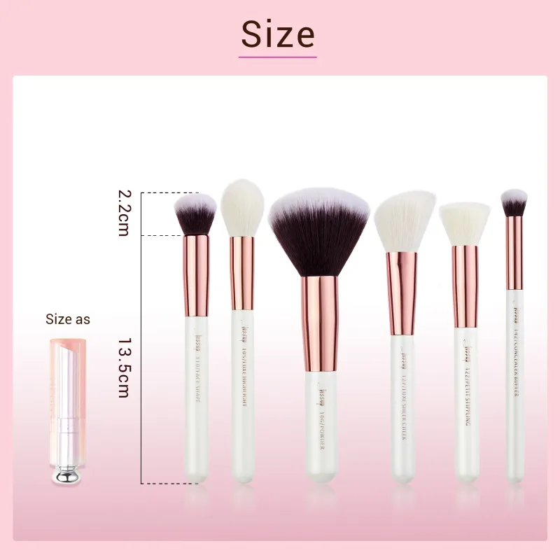 Jessup pinceaux de maquillage ensemble 6 pièces pinceau de maquillage poudre naturelle-synthétique Contour Blush surligneur mélange correcteur Kits de pinceaux de maquillage — image 6
