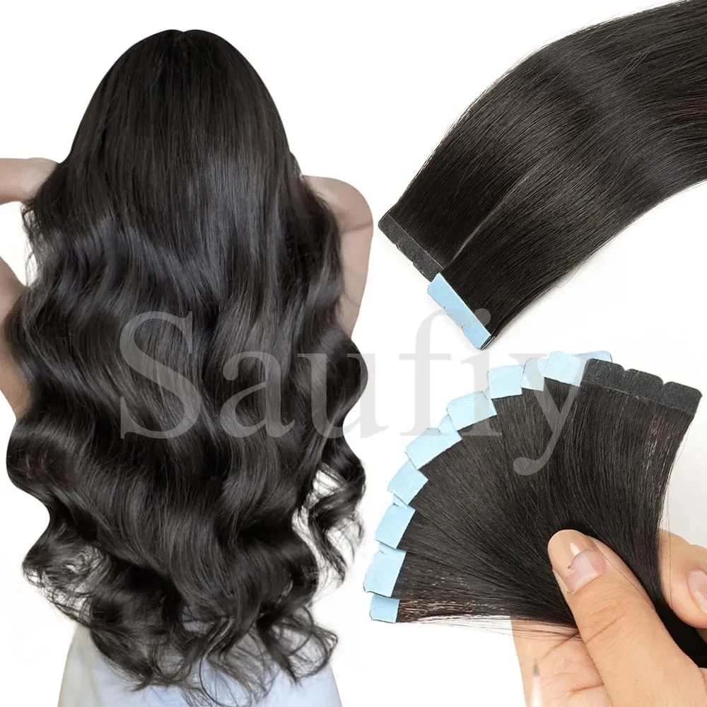 12-20inches Balayge Blonde Mini Tape in Human Hair Extensions Double Side Invisible Seamless Tape Ins Hair 10pcs/Pack Natural Straight Black Blonde Balayge Brown Mini Tape In Hair Extensions — image 9