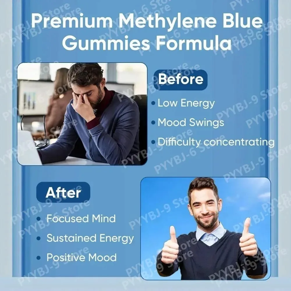 תוסף גומי מתילן כחול 30/60 יחידות תמיכה באנרגיה פוקוס טבעונית ללא גלוטן ללא GMO לעיסות תזונה יומיות למבוגרים — image 5