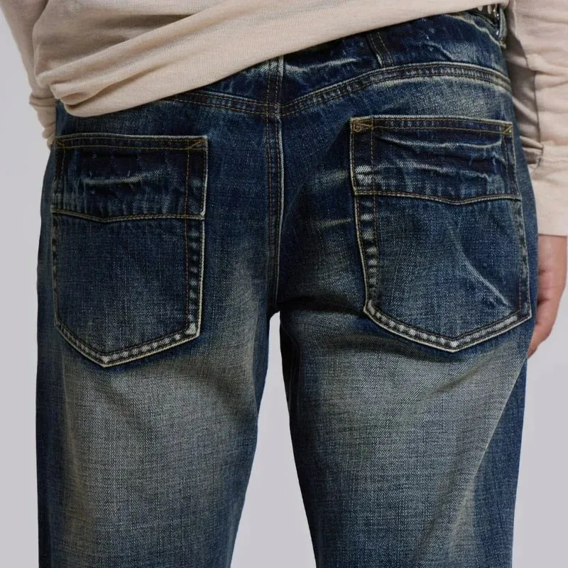 Y2K Mid Blue Flared Jeans Washed Men Women Bootcut Jeans Gothic High Street Unisex Streetwear Φαρδύ παντελόνι με φαρδύ πόδι