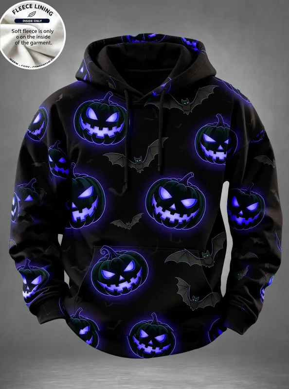 Português: Halloween casa assombrada fantasma abóbora morcego estampa moletom masculino forrado de lã POD moletom casual pulôver de manga comprida — image 8
