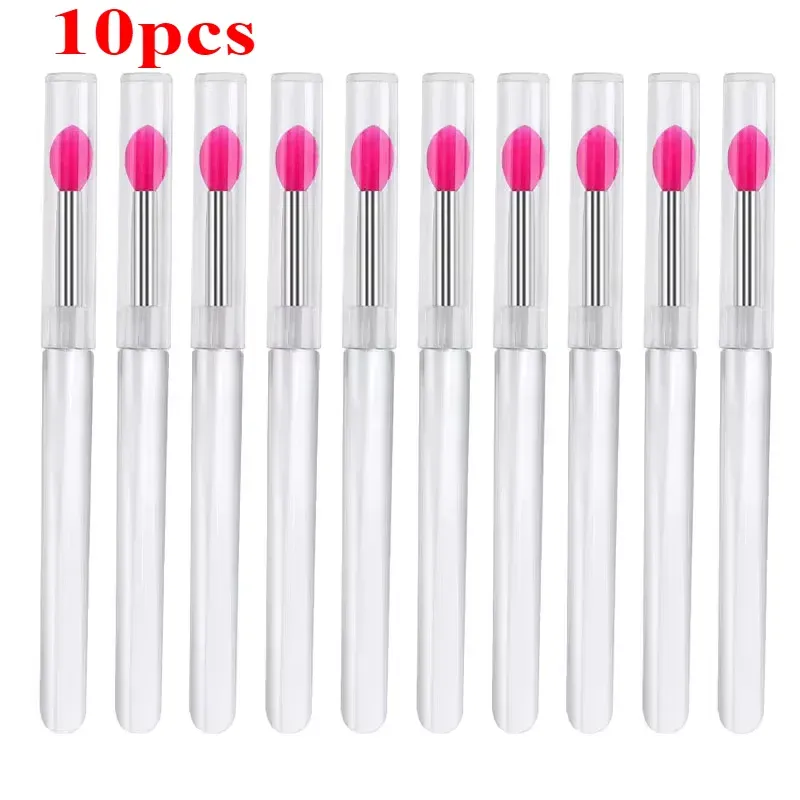 Brosse à lèvres Portable en Silicone, avec couvercle, doux, multifonctionnel, applicateur de baume à lèvres, rouge à lèvres, pinceaux de maquillage, 3/5/10 pièces — image 6