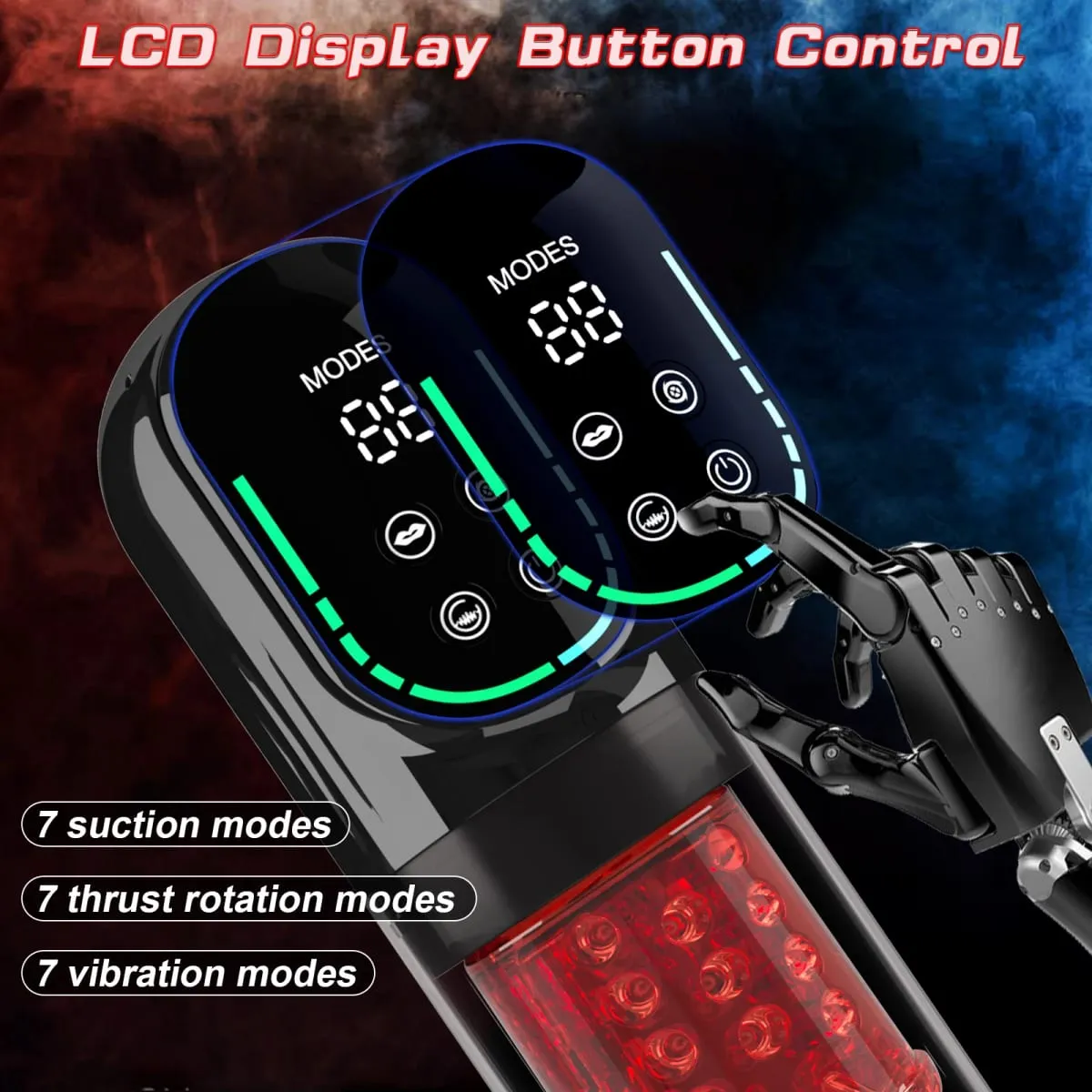 Automatic male Masturbator Pocket Cat 7 push Rotary vibration Suck Lick Stroking vacuum pump and LCD Screen Penis pump Adult toy — image 4