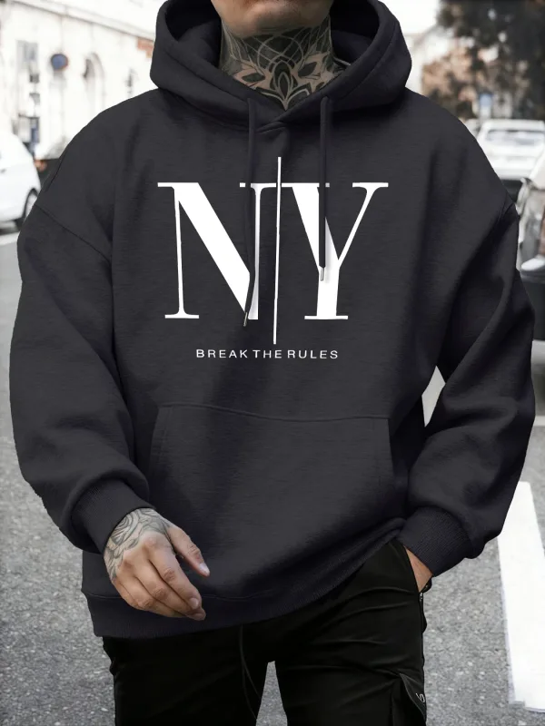 Labagin ang Mga Panuntunan Oo Hindi Mga Print Autumn Fleece Sweatshirt ng Panlalaking Soft Jogging Hoodie Street Comfy Pullovers Sport Loose Sportswear — image 8