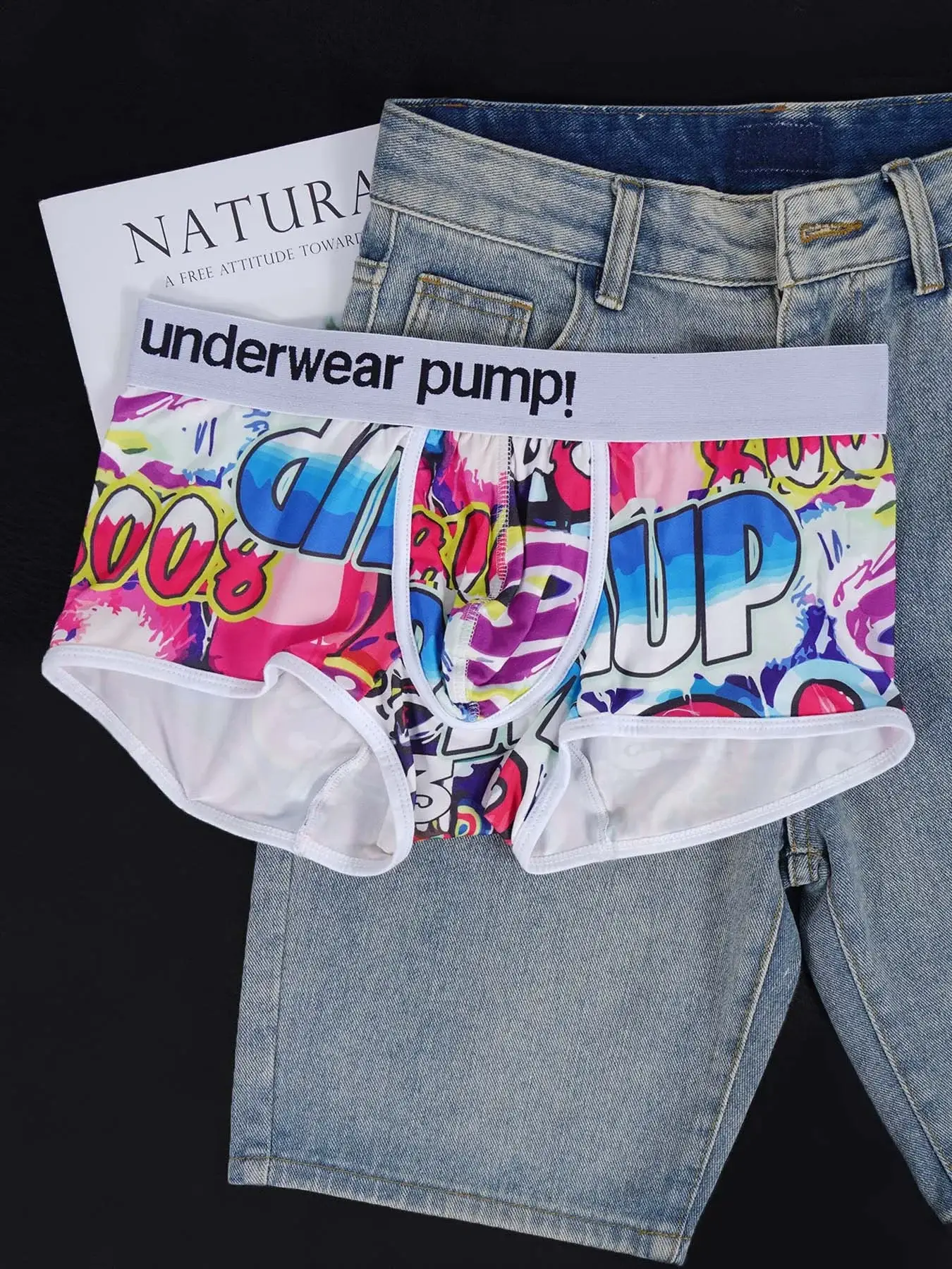 1- 4PCS Men's Cotton Nylon Blend Boxer Briefs All-Over Graffiti Print Wide Elastic Waistband Non-Tight Fashion Sport Underwear — image 28
