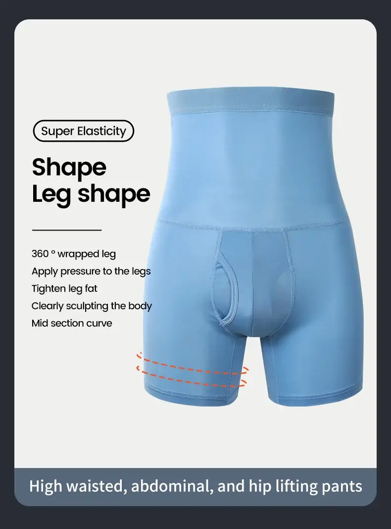 Men's sports underwear: high-waisted, belt-curving, plus-size, lengthened, anti-leg chafing, waist-protecting, flat-cut shorts — image 5