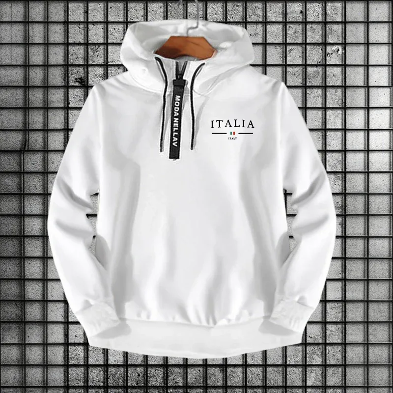 2026 New Arrival Half Zipper Hoodie Italy Fashion Hooded Long Sleeve Sweatshirts Autumn Winter Daily Casual Sports Warm Pullover