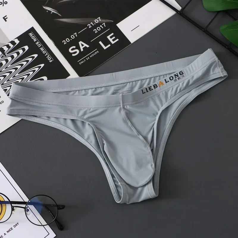 Panlalaking Briefs Bikini Sexy Underwear Men Ice Silk Penis Pouch Briefs Cuecas Calzoncillos Hombre Slip Gay Solid Lingerie ng Lalaki — image 5