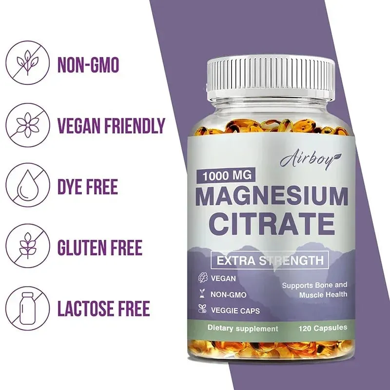 Magnesium Citrate - Supplement for Stress Relaxation Bone Sleep Heart Health Nerve Muscle & Metabolism