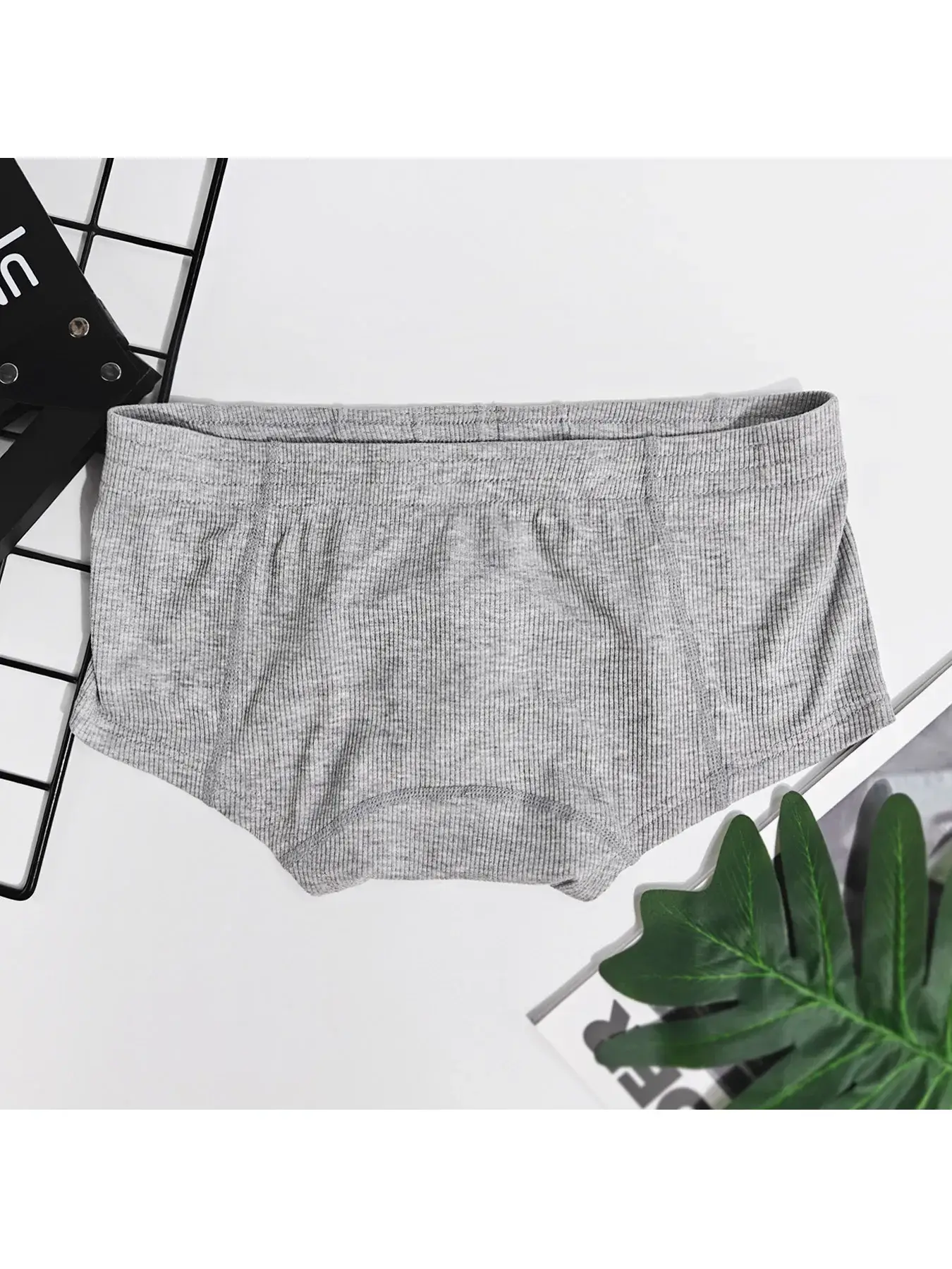 Men's Flat Underwear, Made of Synthetic Viscose, High Elasticity, Raised, Button Decoration, Comfortable Slim Fit Solid Color — image 4