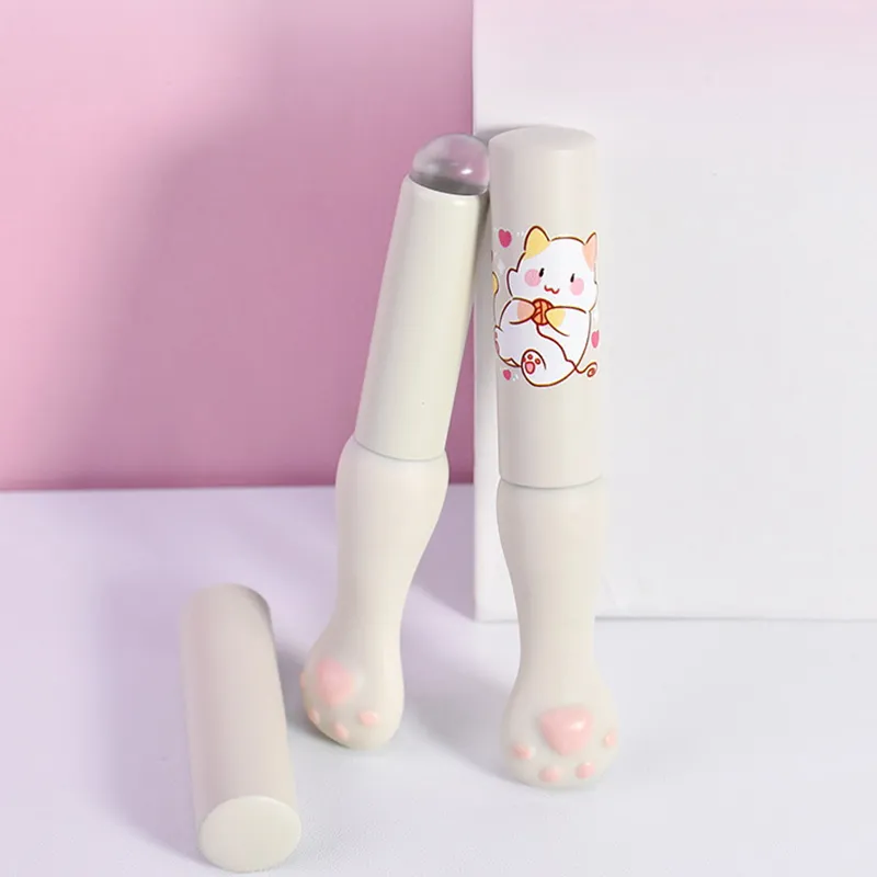 Pinceau à lèvres en Silicone avec couvercle, pinceaux anti-cernes coudés, baume à lèvres, brillant à lèvres, pinceaux anti-cernes à tête inclinée, pinceaux de maquillage patte de chat
