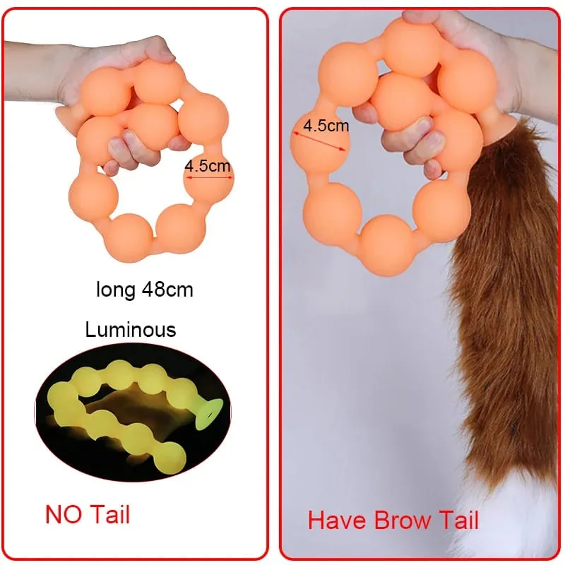 Butt Plug with Tail BDSM felnőtt szexjátékok pároknak, hatalmas anális gyöngyök, folyékony szilikon puha anális dugó Prosztata masszázs anális dildók — image 17