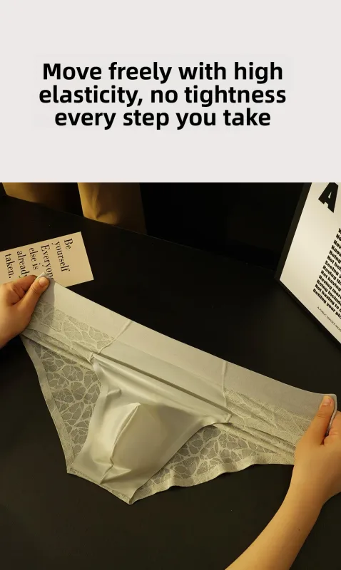 Sem costura jacquard homens triângulo roupa interior de seda gelo fina respirável calcinha de secagem rápida cuecas masculinas sexy u bulge bolsa