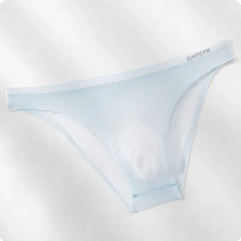 Sem costura de secagem rápida cuecas masculinas cor sólida seda gelo ultra-fino cuecas sexy respirável 3d bolsa calcinha — image 5