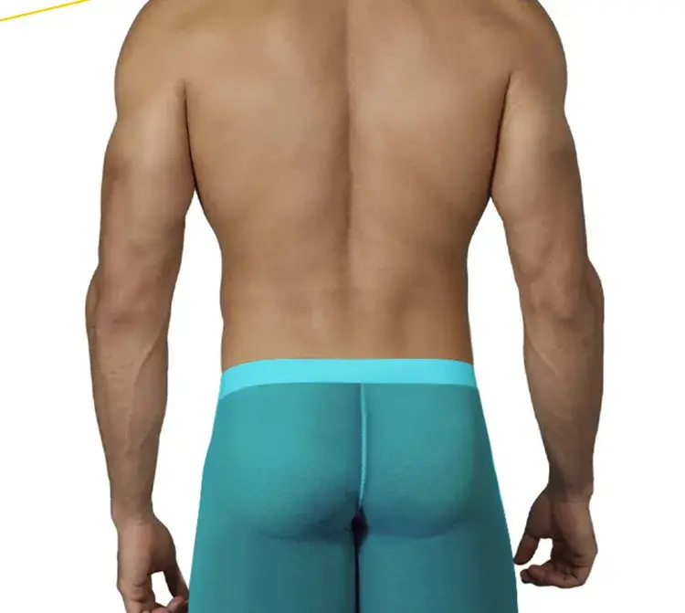 0,01 mm Ultratunna Herrunderkläder Långa boxershorts Cooling Ice Silk Transparent Gym Fitness kalsonger Seamless Mesh Slips — image 3
